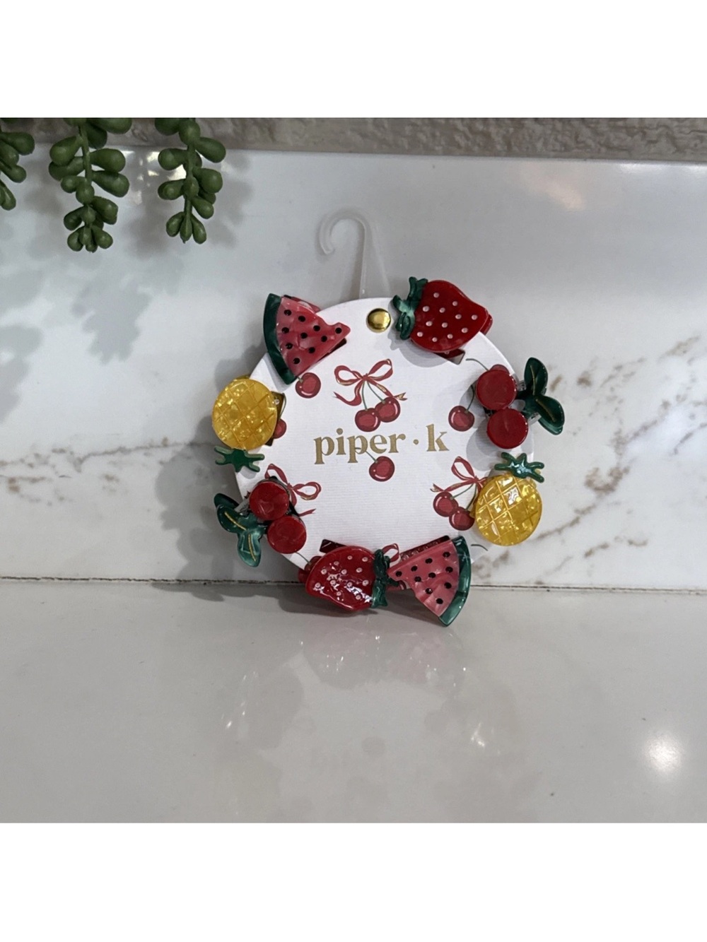 Piper K Fruit Mini Claw Clps - Set Of 8 - Cherry-Watermelon-Strawberry-Lemon